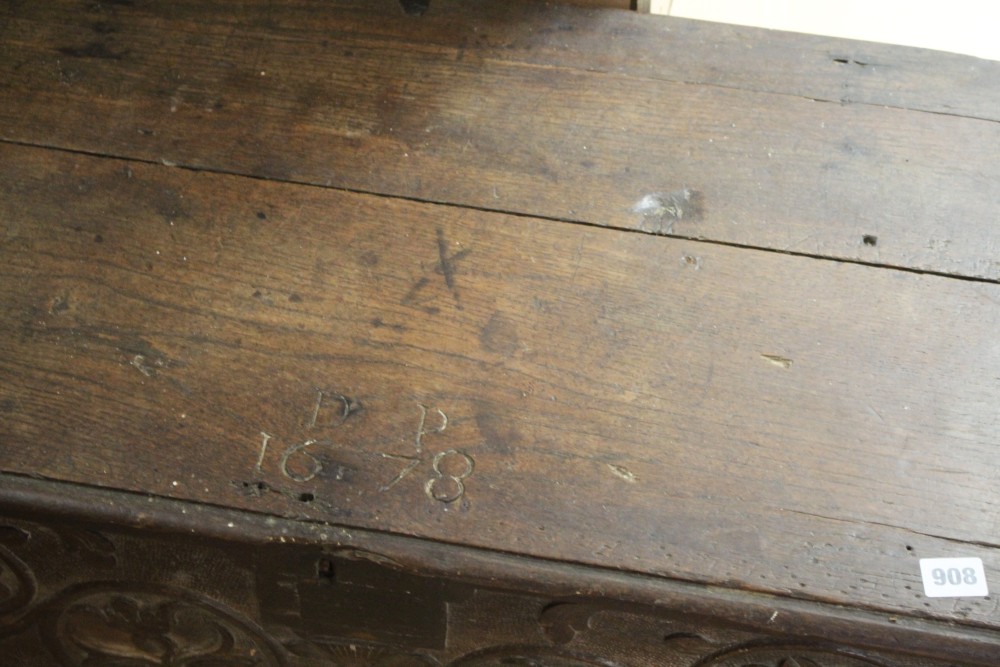 A 17th century and later oak bible box, W.73cm D.40cm H.30cm